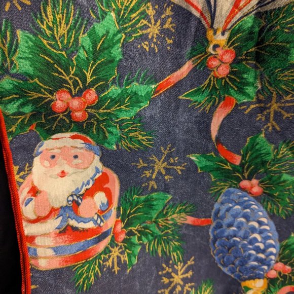 Rustic Country Denim Color Cotton Holiday Table Cloth Ornaments Holly 60"x80" - Picture 6 of 7